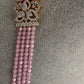 AD Pendent CZ  Beads Long Color Necklace - Pink