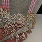 AD Pendent CZ  Beads Long Color Necklace - Pink