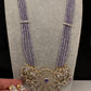 AD Pendent CZ  Beads Long Color Necklace - Purple