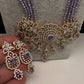 AD Pendent CZ  Beads Long Color Necklace - Purple