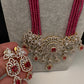 AD Pendent CZ  Beads Long Color Necklace - Red