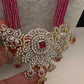 AD Pendent CZ  Beads Long Color Necklace - Red