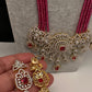 AD Pendent CZ  Beads Long Color Necklace - Red