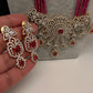 AD Pendent CZ  Beads Long Color Necklace - Red