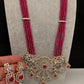 AD Pendent CZ  Beads Long Color Necklace - Red