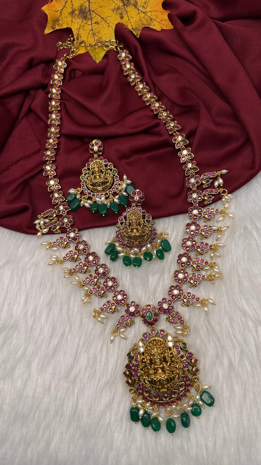 Goddess Lakshmi Kemp Long Mala Necklace - 