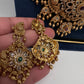 Matte Multi Stones Peacock Long Necklace - 