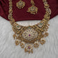 Matte Multi Stones Peacock Long Necklace - 