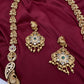 Matte Multi Stones Peacock Long Necklace - 