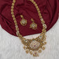Matte Multi Stones Peacock Long Necklace - 