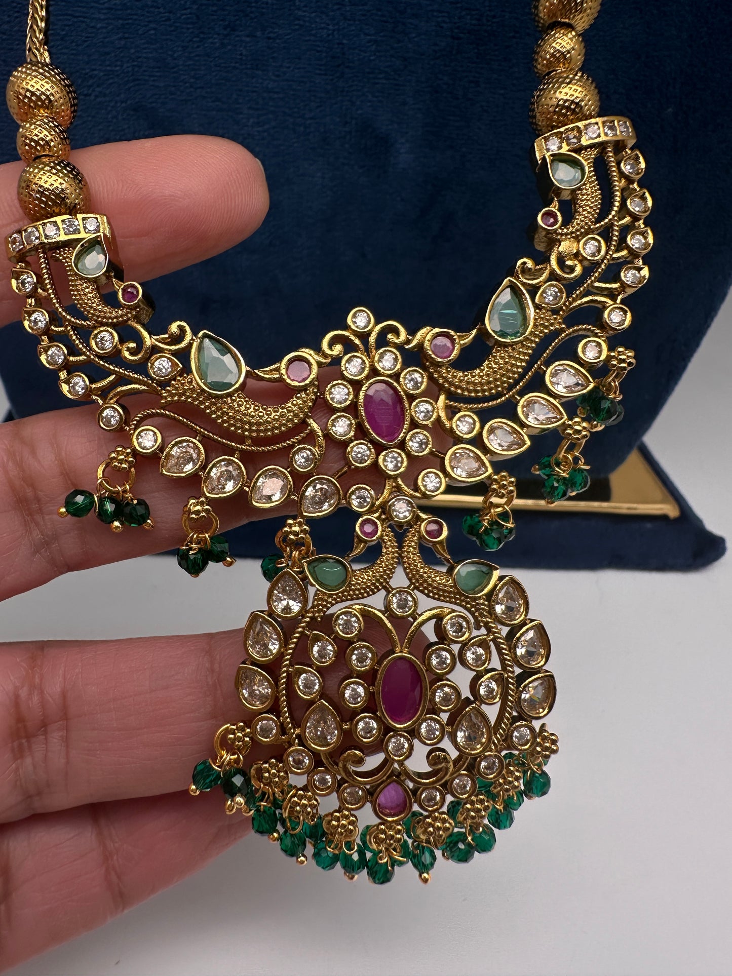 Antique Matte CZ Kemp Traditional Long Chain Necklace - 