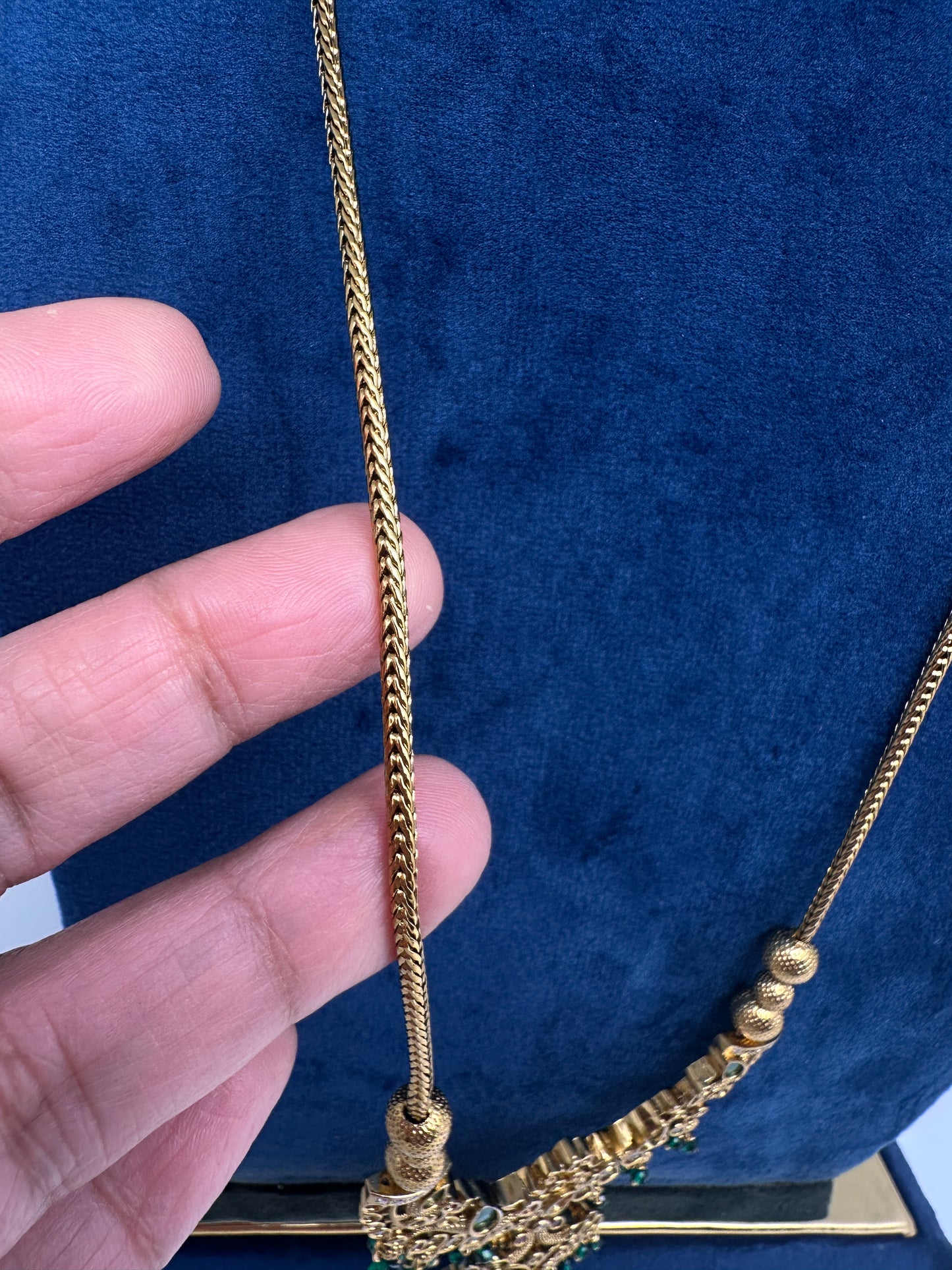 Antique Matte CZ Kemp Traditional Long Chain Necklace - 