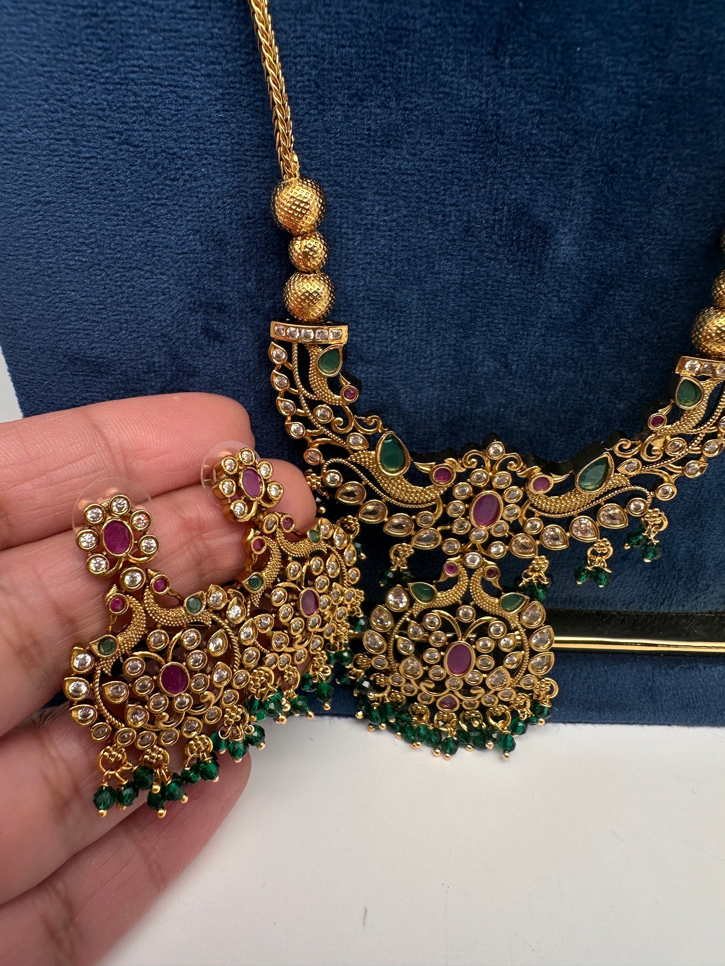 Antique Matte CZ Kemp Traditional Long Chain Necklace - 