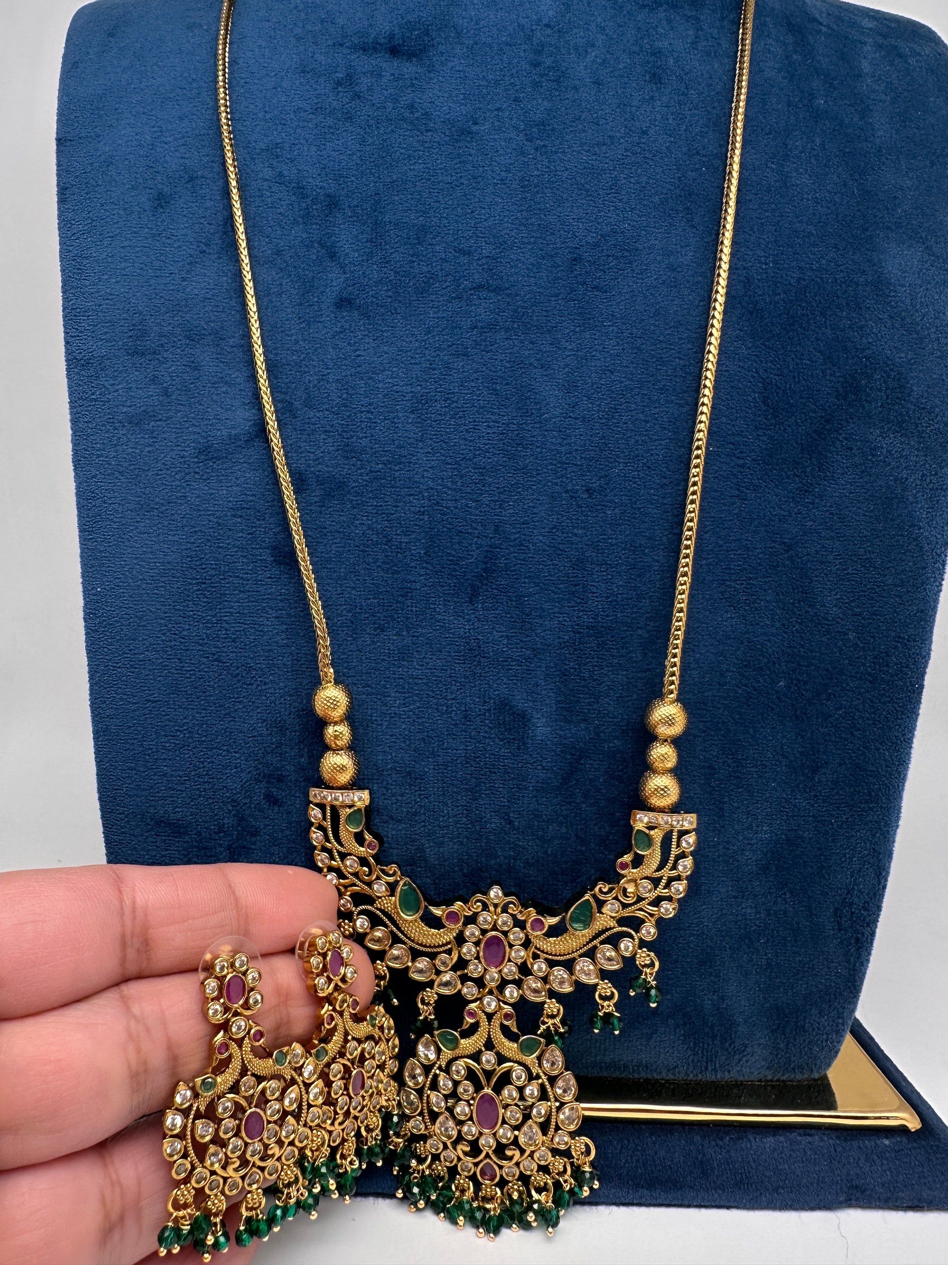 Antique Matte CZ Kemp Traditional Long Chain Necklace - 