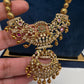 Antique Matte CZ Kemp Chandbali Traditional Long Chain Necklace - 