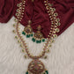 Matte Multi Stones Floral Long Necklace - 