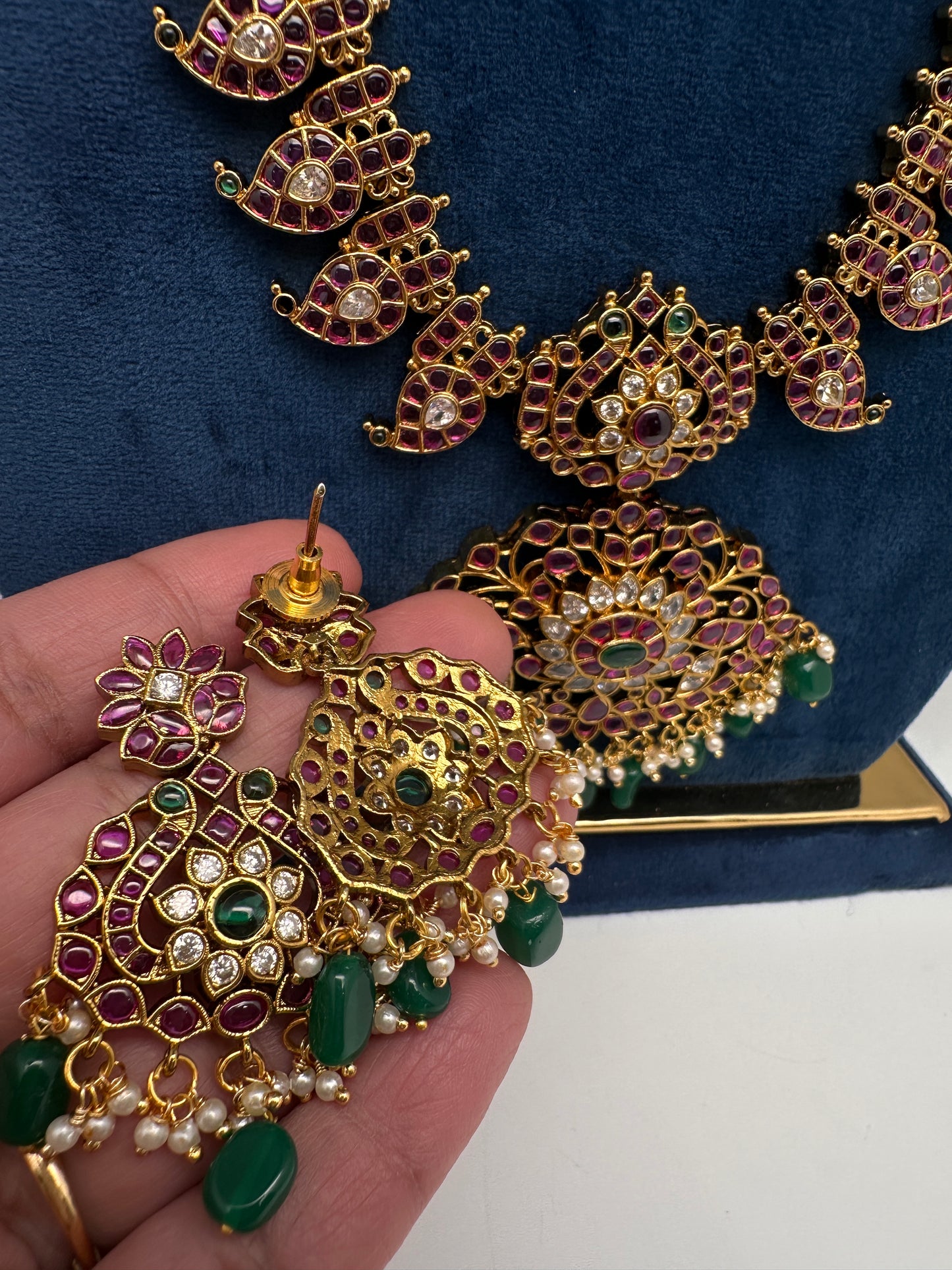 Traditional Matte  Kempu Mango Mala Long Necklace - 