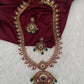 Traditional Matte  Kempu Mango Mala Long Necklace - 