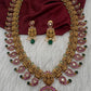 Goddess Lakshmi Matte  Kempu Mango Mala Long Necklace - 