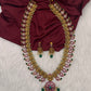 Goddess Lakshmi Matte  Kempu Mango Mala Long Necklace - 