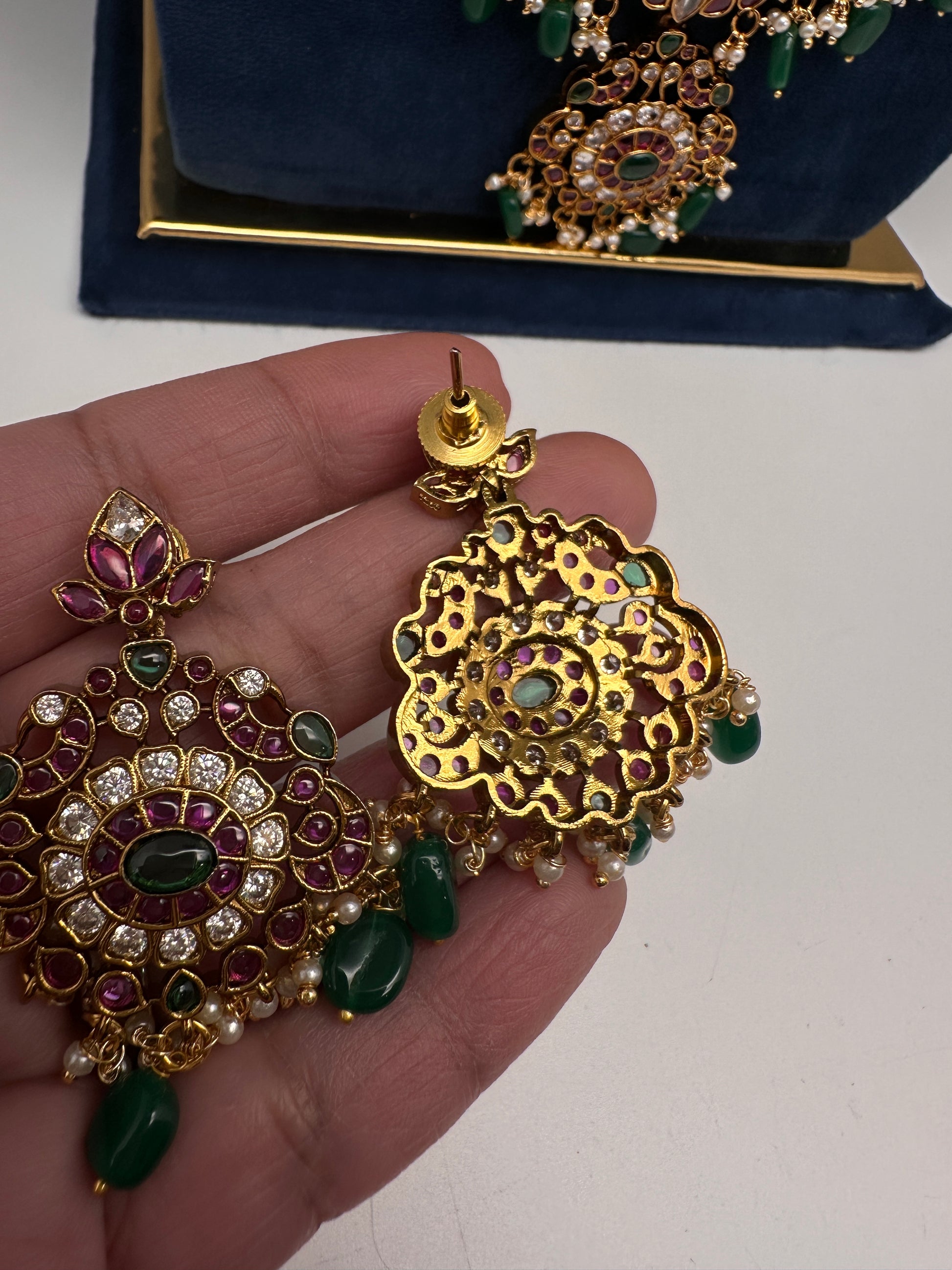 Floral Matte  Kempu Statement Long Necklace - 
