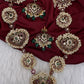 Cluster Pearls Kempu Statement Long Necklace - 