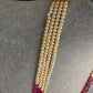 CZ Pearls Beads Long Necklace - DarkPink