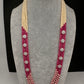 CZ Pearls Beads Long Necklace - DarkPink