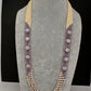 CZ Pearls Beads Long Necklace - Lavender