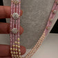 CZ Pearls Beads Long Necklace - LightPink
