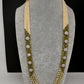 CZ Pearls Beads Long Necklace - OliveGreen