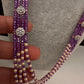 CZ Pearls Beads Long Necklace - Purple