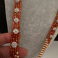 CZ Pearls Beads Long Necklace - Rust