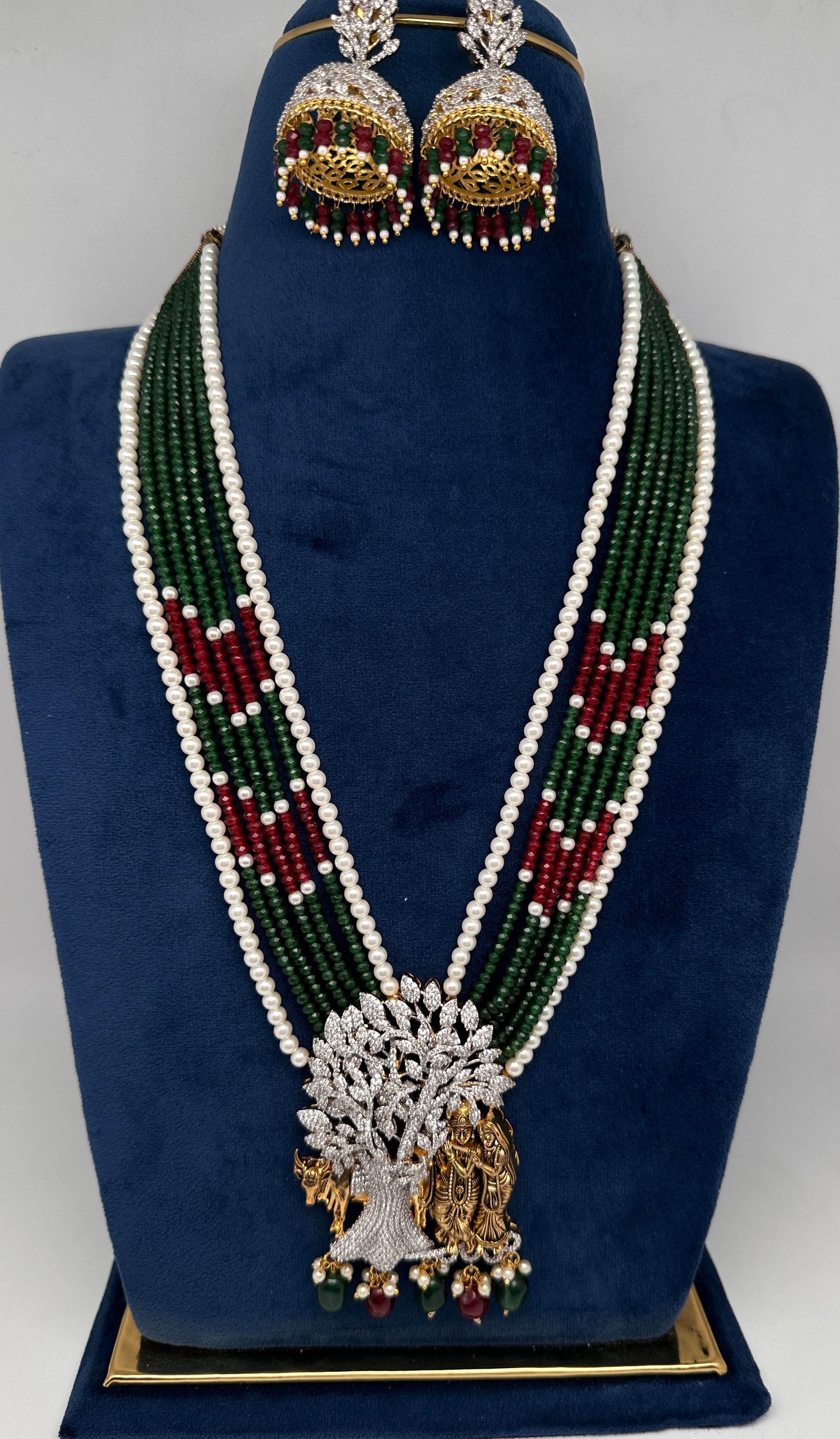 Radha Krishna CZ Antique Fusion Beads Necklace - 