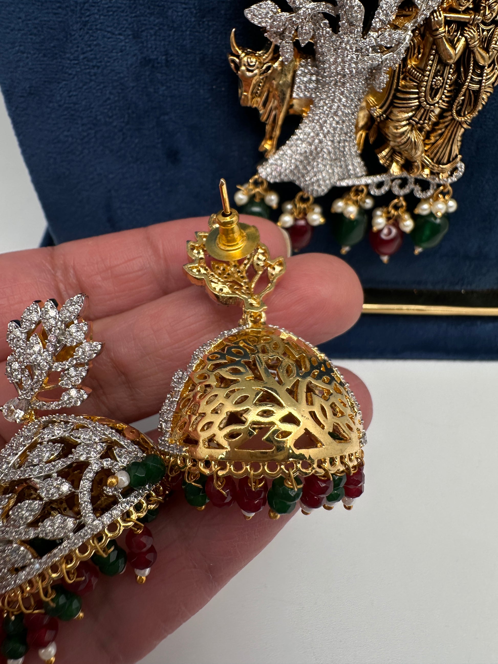 Radha Krishna CZ Antique Fusion Beads Necklace - 