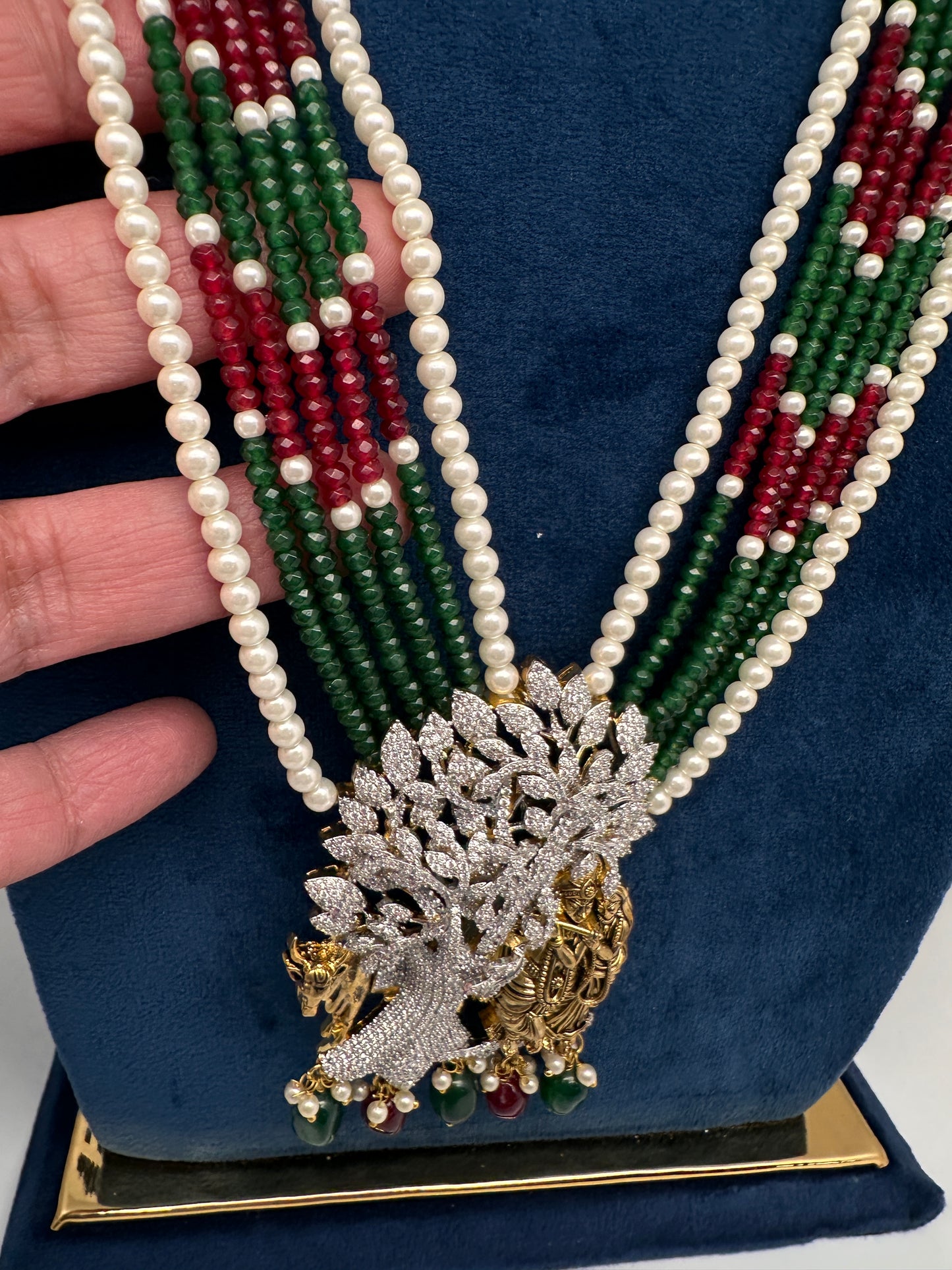 Radha Krishna CZ Antique Fusion Beads Necklace - 