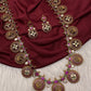 Bottu Mala Long peacock Floral Kemp Necklace - 