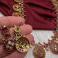 Bottu Mala Long peacock Floral Kemp Necklace - 