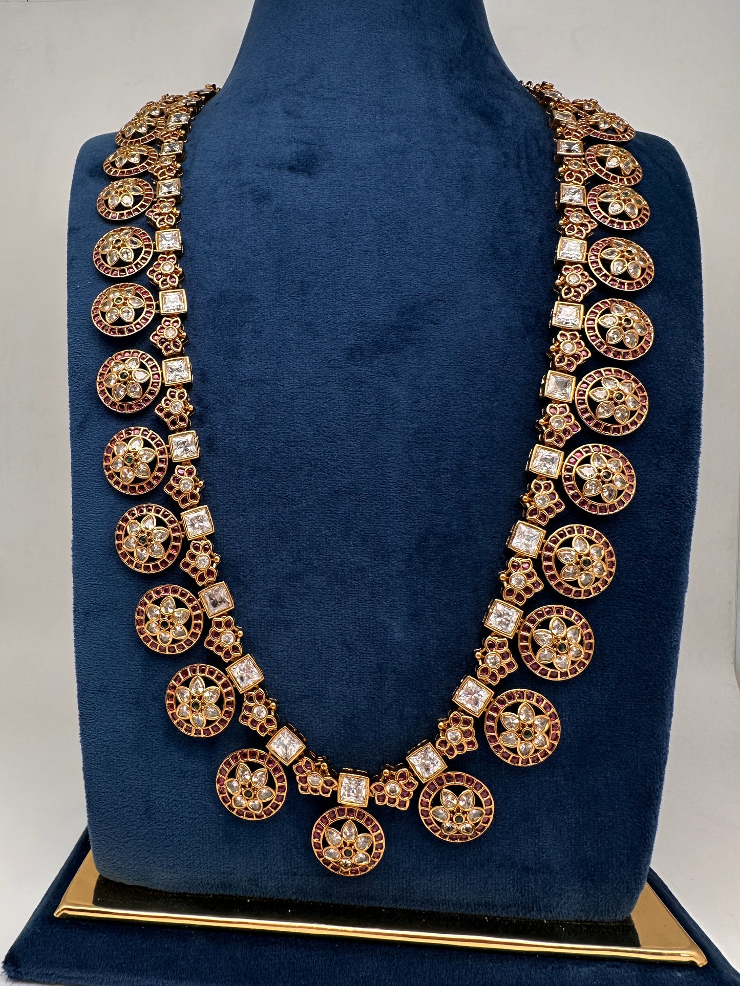 CZ Bottu Mala Long  Floral Kemp Necklace - 