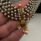 Kemp Pendent CZ Pearls Beads Mala Necklace - Black