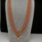 Kemp Pendent CZ Pearls Beads Mala Necklace - Rust