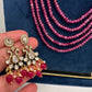 Side Pendent Multi Layer Beads Mala Necklace - Pink