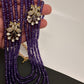 Side Pendent Multi Layer Beads Mala Necklace - Purple