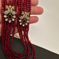 Side Pendent Multi Layer Beads Mala Necklace - Red
