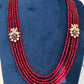 Side Pendent Multi Layer Beads Mala Necklace - Red