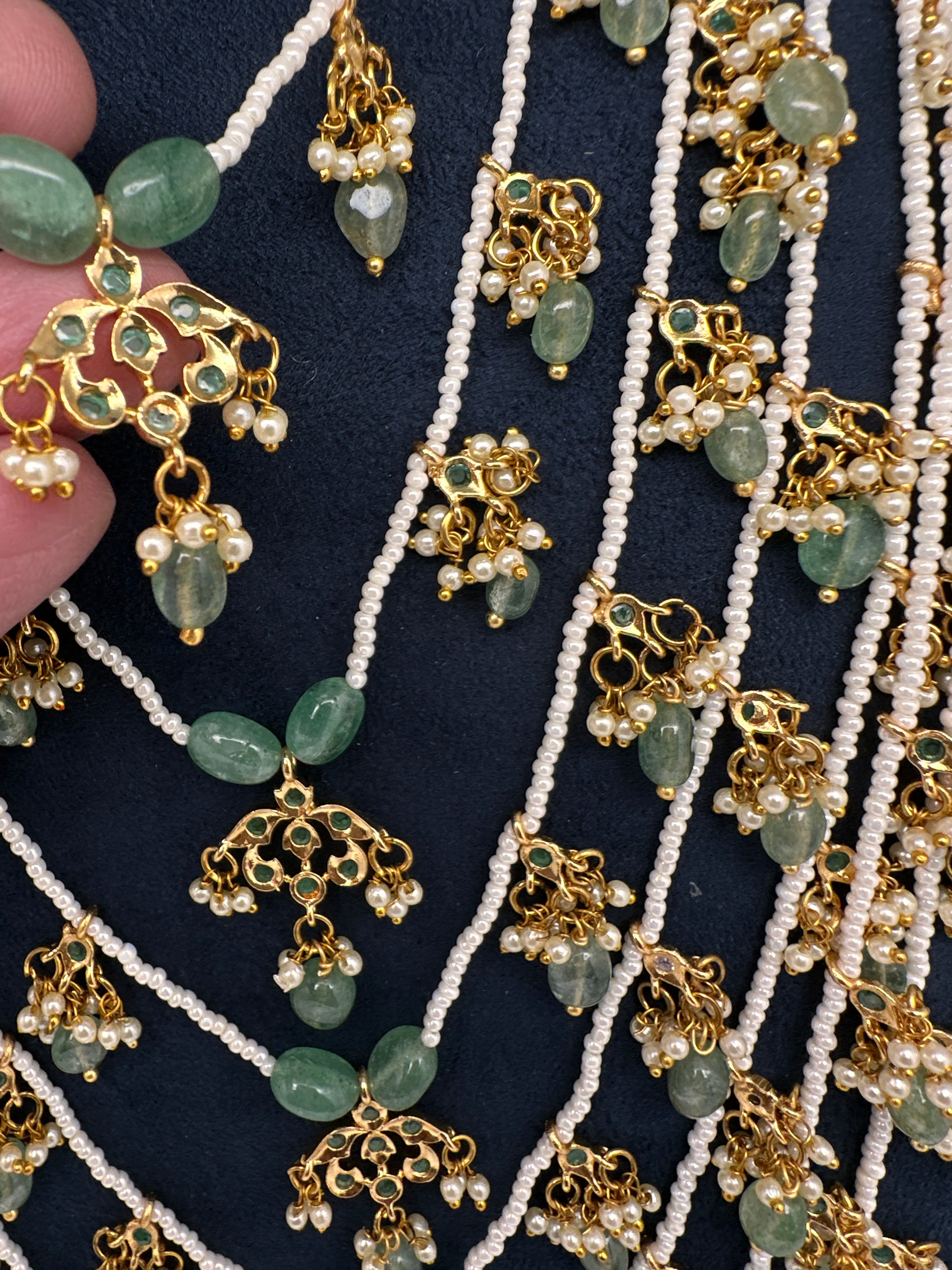 Sath Lada Pearls and Emerald Beads Long Necklace - 