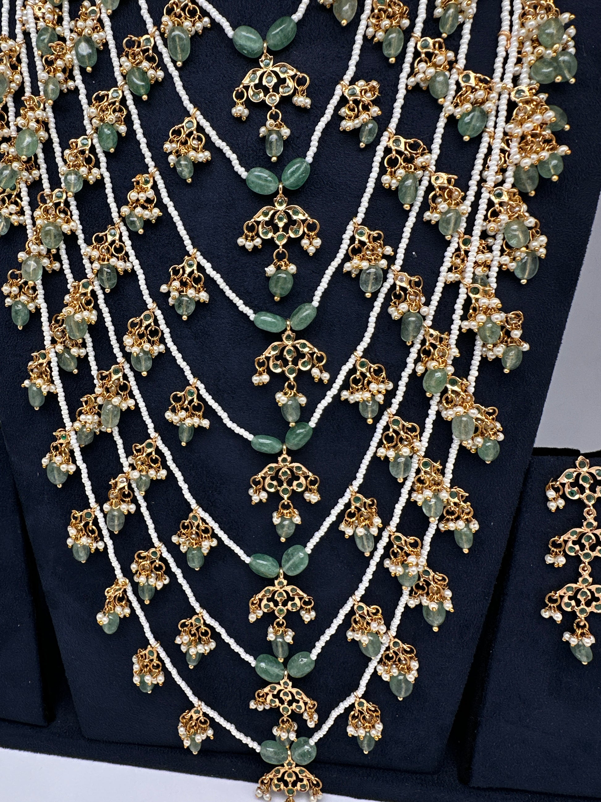 Sath Lada Pearls and Emerald Beads Long Necklace - 