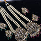 Ram Parivar Antique Swaroski Pearls Beads Mala Necklace - Red