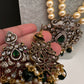 Victorian Elephant CZ Swaroski Pearls Beads Mala Necklace - Green