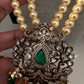 Victorian Elephant CZ Swaroski Pearls Beads Mala Necklace - Green